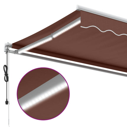 Tenda da Sole Retrattile Automatica con LED Marrone 450x300 cm