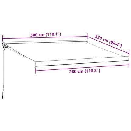 Tenda da Sole Antracite e Bianca 3x2,5 m Tessuto e Alluminio