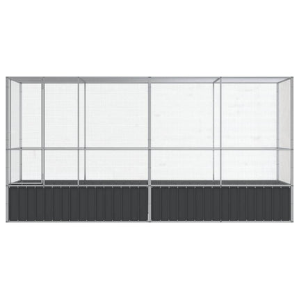 Voliera con Estensione Argento 418,5x107x212 cm in Acciaio