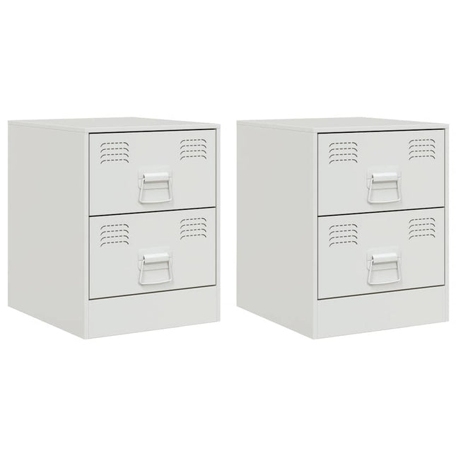 Comodini 2 pz Bianchi 34,5x39x44 cm in Acciaio