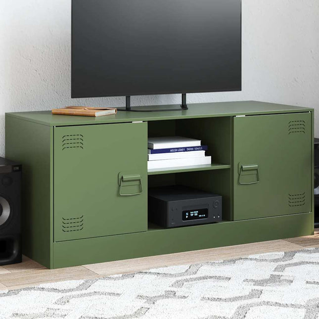 Mobile TV Verde Oliva 99x39x44 cm in Acciaio