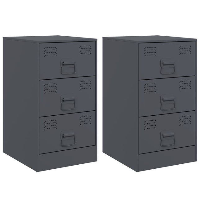 Comodini 2 pz Antracite 34,5x39x62 cm in Acciaio