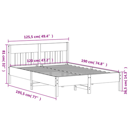 Letto senza Materasso Bianco 120x190 cm Legno Massello di Pino