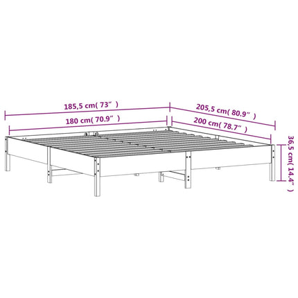 Letto senza Materasso Marrone Cera 180x200 cm in Legno di Pino