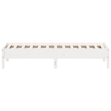 Letto senza Materasso Bianco 75x190 in Legno Massello di Pino