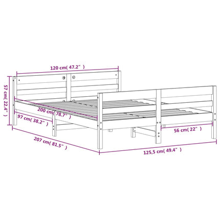Letto senza Materasso Bianco 120x200 cm Legno Massello di Pino
