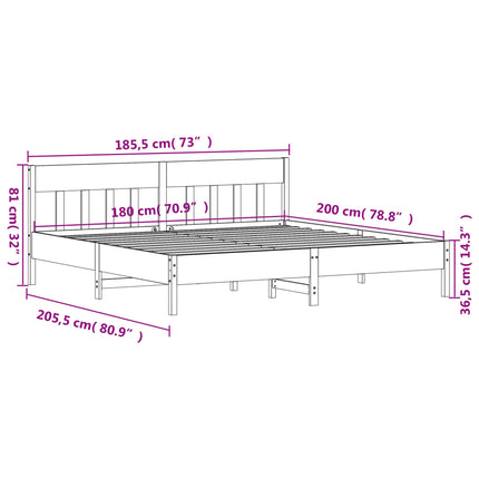 Giroletto senza Materasso Marrone Cera 180x200 cm Legno di Pino