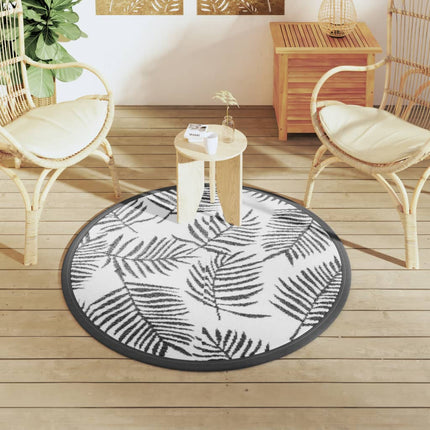 Tappeto da Esterni ARAKIL Bianco e Nero Ø120 cm in PP