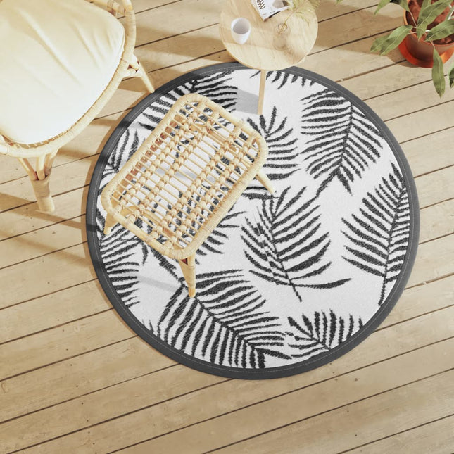 Tappeto da Esterni ARAKIL Bianco e Nero Ø120 cm in PP