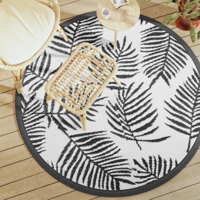 Tappeto da Esterno ARAKIL Bianco e Nero Ã˜160 cm in PP