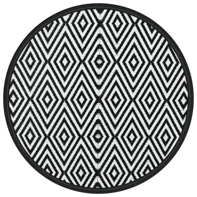 Tappeto da Esterni ARAKIL Bianco e Nero Ã˜120 cm in PP