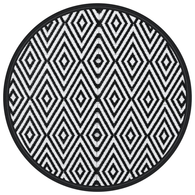 Tappeto da Esterno ARAKIL Bianco e Nero Ã˜160 cm in PP