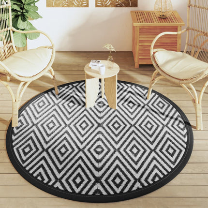 Tappeto da Esterno ARAKIL Bianco e Nero Ã˜160 cm in PP