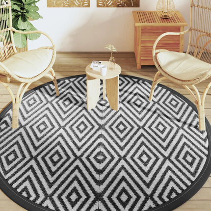 Tappeto da Esterni ARAKIL Bianco e Nero Ã˜200 cm in PP