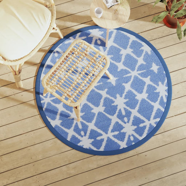 Tappeto da Esterno ARAKIL Blu e Bianco Ã˜120 cm in PP