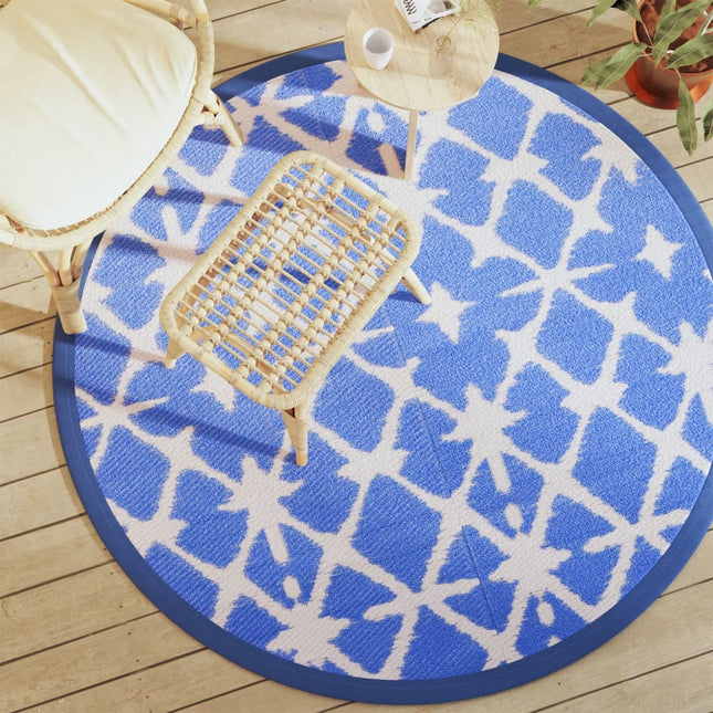 Tappeto da Esterno ARAKIL Blu e Bianco ÃƒËœ160 cm in PP