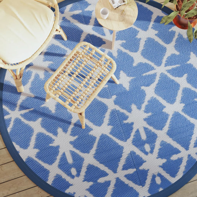 Tappeto da Esterno ARAKIL Blu e Bianco ÃƒËœ200 cm in PP