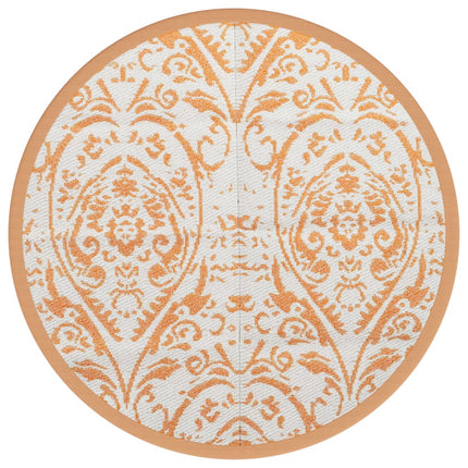 Tappeto da Esterno ARAKIL Arancione e Bianco Ø120 cm in PP