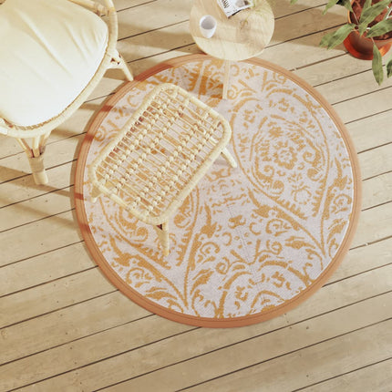 Tappeto da Esterno ARAKIL Arancione e Bianco Ø120 cm in PP
