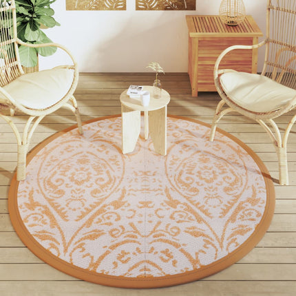 Tappeto da Esterno ARAKIL Arancione e Bianco Ø160 cm in PP