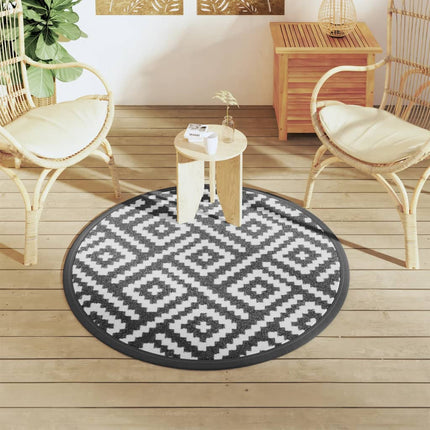 Tappeto da Esterni ARAKIL Bianco e Nero Ø120 cm in PP
