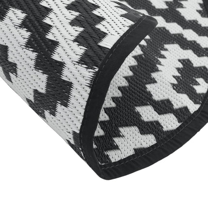 Tappeto da Esterni ARAKIL Bianco e Nero Ø120 cm in PP