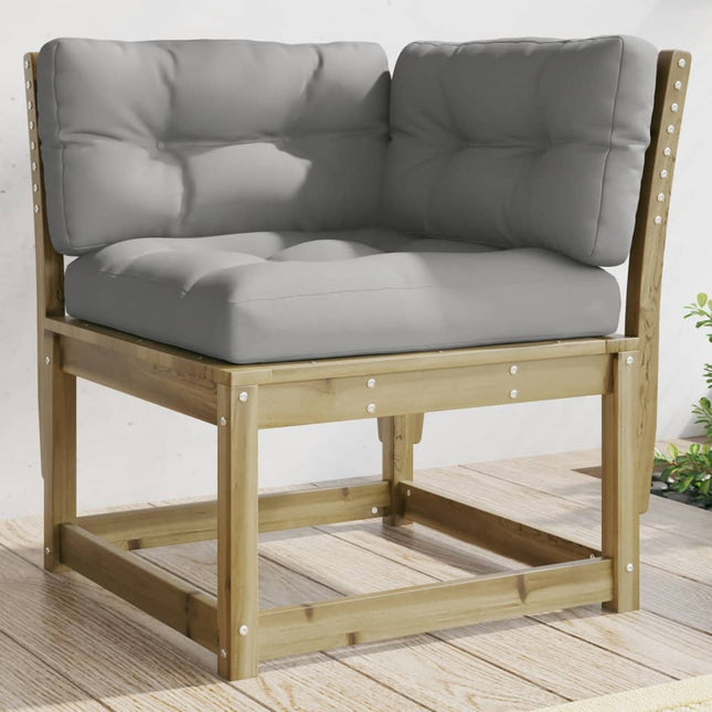 Divano Angolare Giardino Cuscini 73x73x78 Legno Impregnato Pino