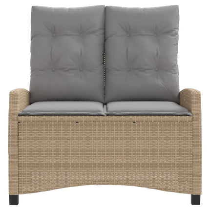 Panca Reclinabile da Giardino con Cuscini Beige in Polyrattan