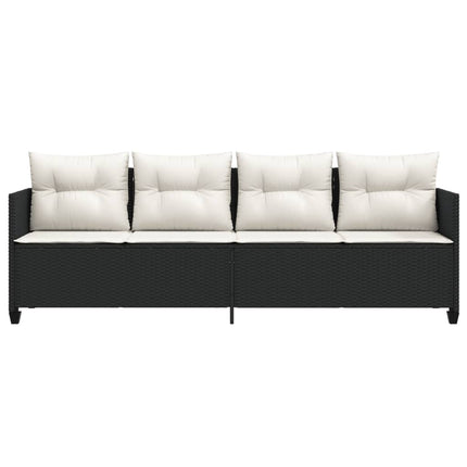 Lettino Prendisole con Cuscini NeroÃ‚Â in Polyrattan