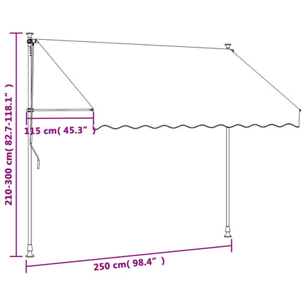 Tenda da Sole Retrattile Crema 250x150 cm in Tessuto e Acciaio