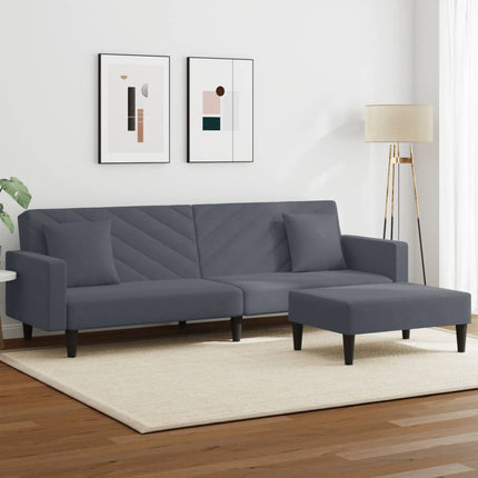 Set di Divani 2 pz con Cuscini Grigio Scuro in Velluto