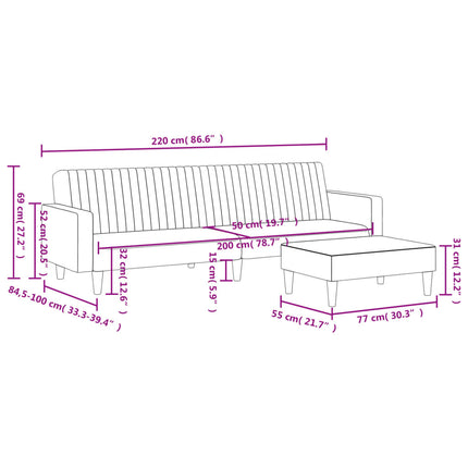 Set di Divani 2 pz Grigio Scuro in Velluto