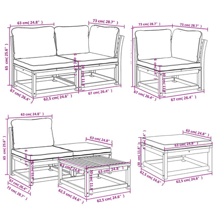 Set Salotto da Giardino 7 pz con Cuscini Legno Massello Acacia
