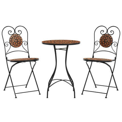 Set da Bistrot con Mosaico Terracotta in Ferro e Ceramica