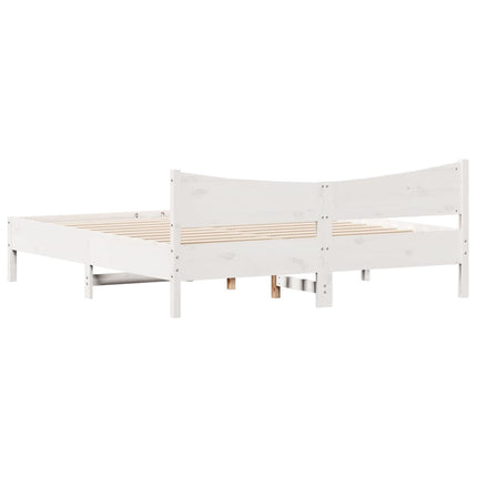 Giroletto senza Materasso Bianco 180x200 cm Legno Massello Pino