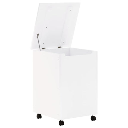 Cesta Biancheria con Ruote RANA Bianca 45x45x64cm Massello Pino