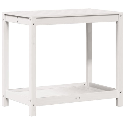 Tavolo Invaso con Ripiano Bianco 82,5x50x75 cm Massello Pino