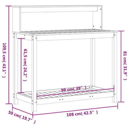 Tavolo Invaso con Ripiani Bianco 108x50x109,5 cm Massello Pino