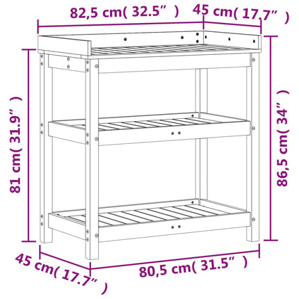 Tavolo Invaso con Ripiani Bianco 82,5x45x86,5 cm Massello Pino