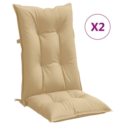 Cuscini Sedia Schiena Alta 2 Beige MÃƒÂ©lange 120x50x7 Tessuto