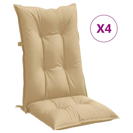 Cuscini Sedia Schiena Alta 4 Beige MÃƒÂ©lange 120x50x7 Tessuto