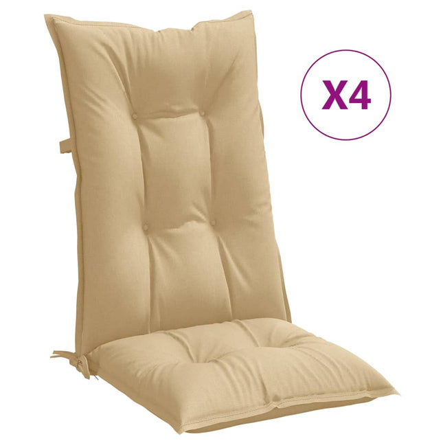 Cuscini Sedia Schiena Alta 4 Beige MÃƒÂ©lange 120x50x7 Tessuto