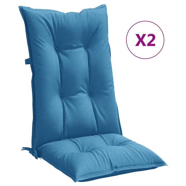 Cuscini Sedia Schiena Alta 2 Blu MÃƒÂ©lange 120x50x7 Tessuto