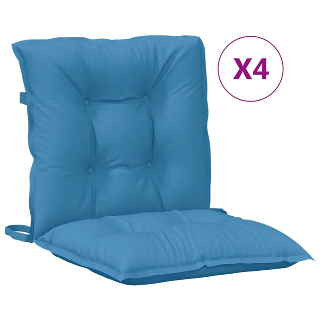 Cuscini Sedia Schiena Bassa 4 pz Blu MÃƒÆ’Ã‚Â©lange 100x50x7 Tessuto