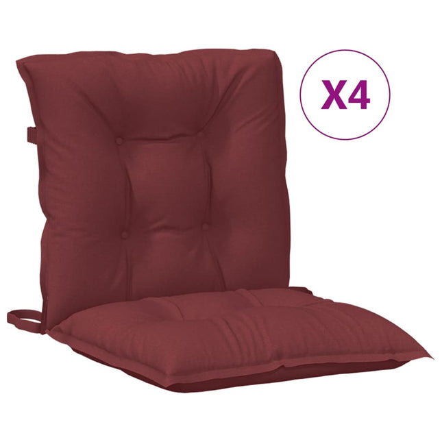 Cuscini Sedia Schiena Bassa 4 pz Rosso Vino MÃ©lange Tessuto