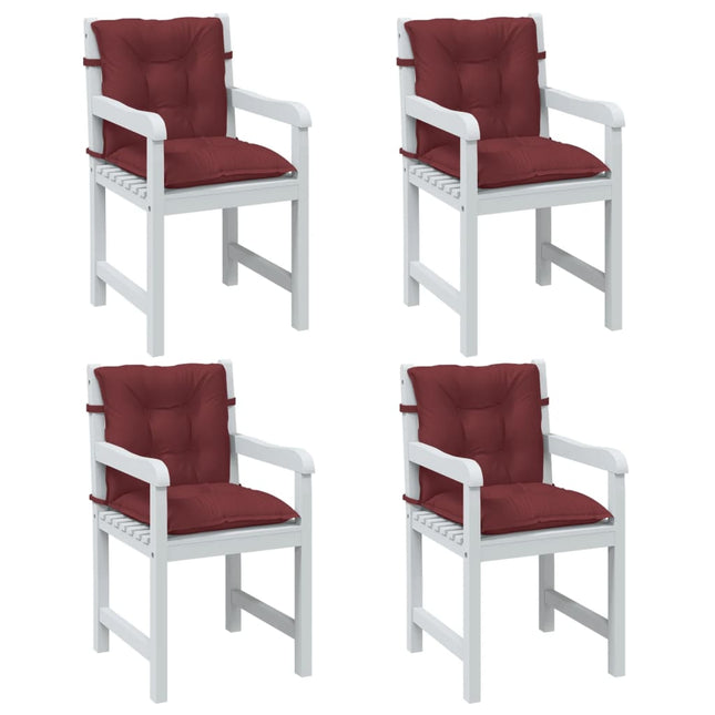 Cuscini Sedia Schiena Bassa 4 pz Rosso Vino MÃ©lange Tessuto