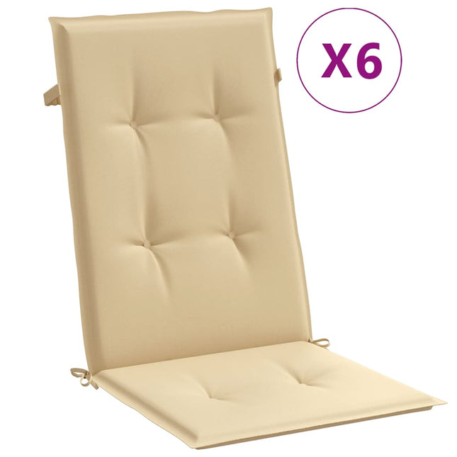 Cuscini Sedia Schiena Alta 6 Beige MÃ©lange 120x50x4 Tessuto