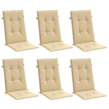 Cuscini Sedia Schiena Alta 6 Beige MÃ©lange 120x50x4 Tessuto