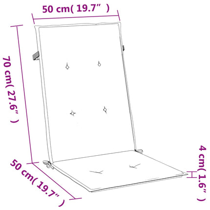 Cuscini Sedia Schiena Alta 2 Blu MÃƒÂ©lange 120x50x4 Tessuto