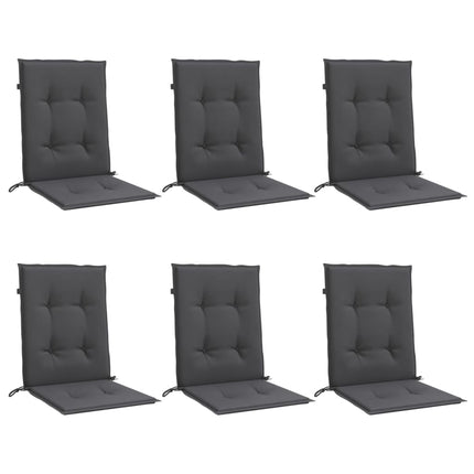 Cuscini Sedia Schiena Bassa 6 pz Antracite MÃ©lange 100x50x4 cm